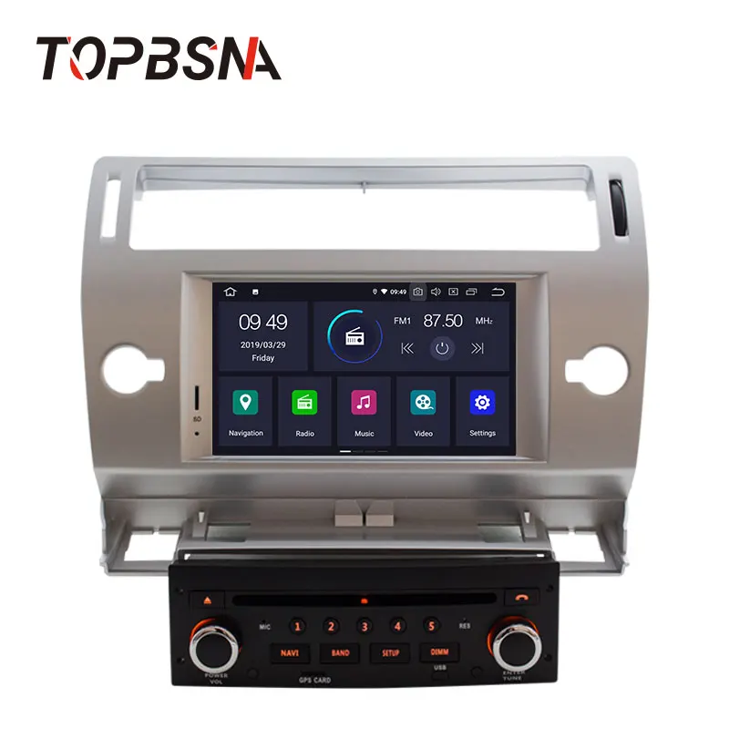 Perfect TOPBSNA Android 9.0 Car DVD Player For Citroen C4 C-Triomphe C-Quatre GPS Navigation 1 Din Car Radio Multimedia Wifi Stereo RDS 1