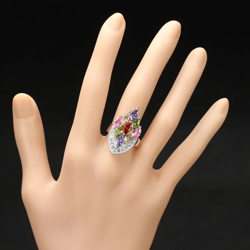 Stackable Ring Mujeres Anillos Luxury Jewels Colored Marquise CZ Paved Wedding Band Ring Engagement Cubic Zirconia Ring Berloque 1