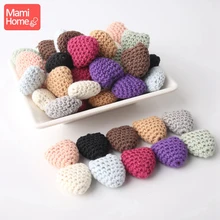 Mamihome 5 pçs mordedor de madeira colar coração contas crochê artesanal diy chupeta acessórios corrente presentes da enfermeira mordedor do bebê