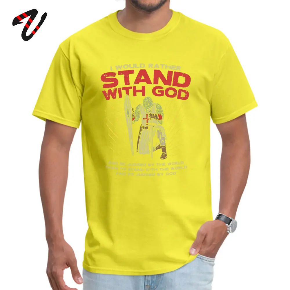 Normal Funny Short Sleeve Tops Tees Autumn O-Neck 100% Cotton Men Top T-shirts Funny T Shirt New Coming Wholesale 1901805Bible Verse T Shirts God Jesus Knight Gift yellow