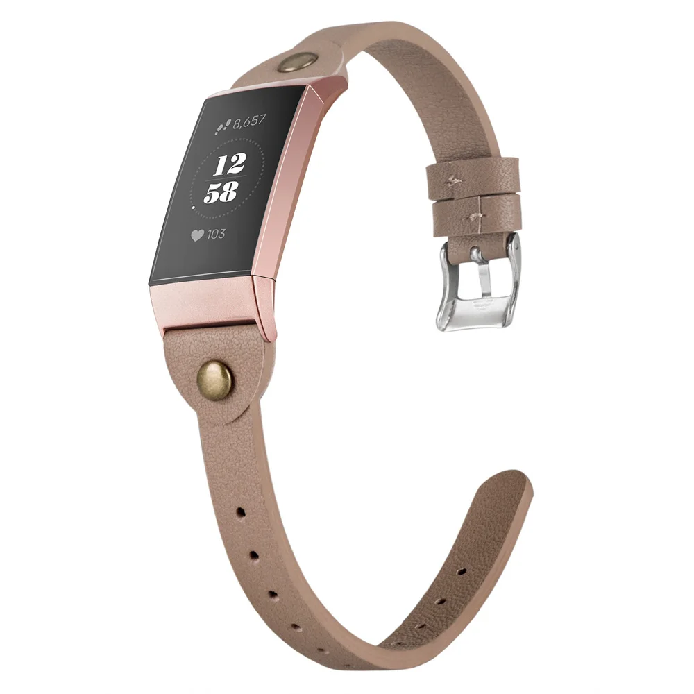 Замена Fitbit Charge 3 полосы кожаный ремешок Смарт-часы для фитнеса ремешок с Пряжка из нержавеющей стали для Fitbit Charge 3 - Цвет ремешка: PGrey