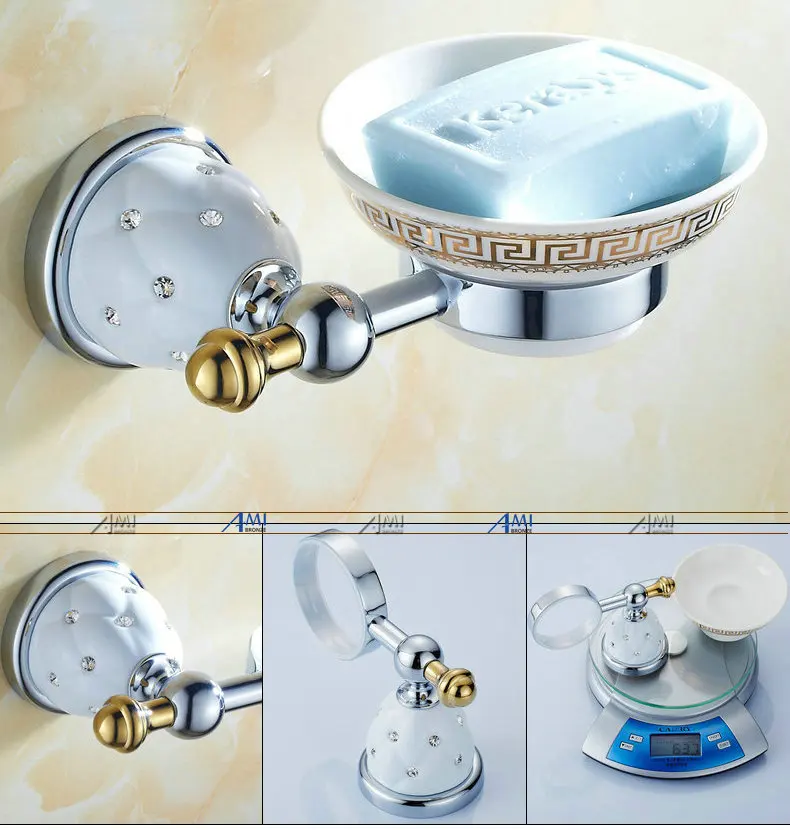 64 CD серия хромированная полированная латунь и алмаз настенные аксессуары для ванной комнаты Наборы полотенец крюк держатель бумаги мыльница