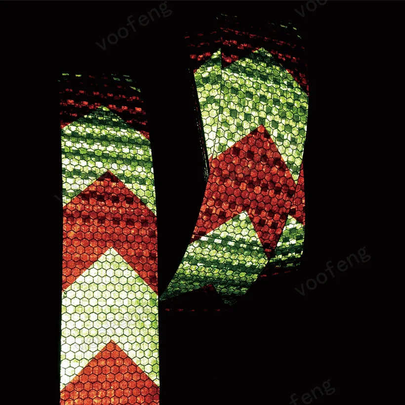 5cmx10m Arrow Safety Reflective Warning Tape Film Waterproof Sticker for Car Truck fluorescent Fluorescent yellow&Red arrow