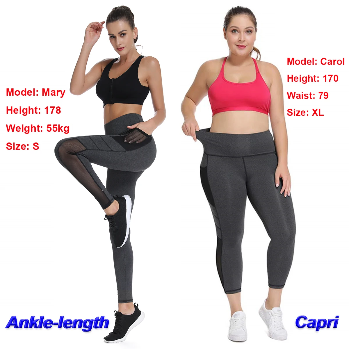 

Fitness Pants High Waist Slimming Leggings with Pockets Push Up Mesh Workout Trousers Tummy Control for Women Gym Sport