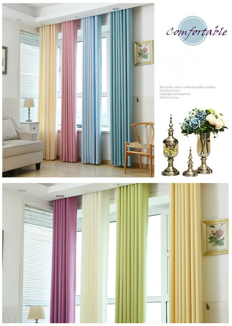 Искусственная линиевая ткань, сплошные занавески для гостиной/спальни, красочные с фиолетовым/зеленым/синим/бежевым/розовым окном, кухонные занавески, жалюзи