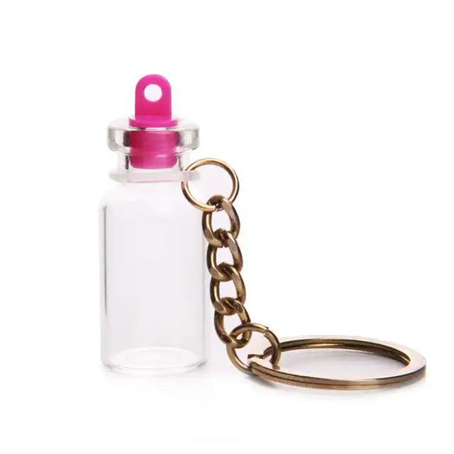 24pcs/lot Decorative Glass Bottles Cork Stoppers Mini Keychain Wishing