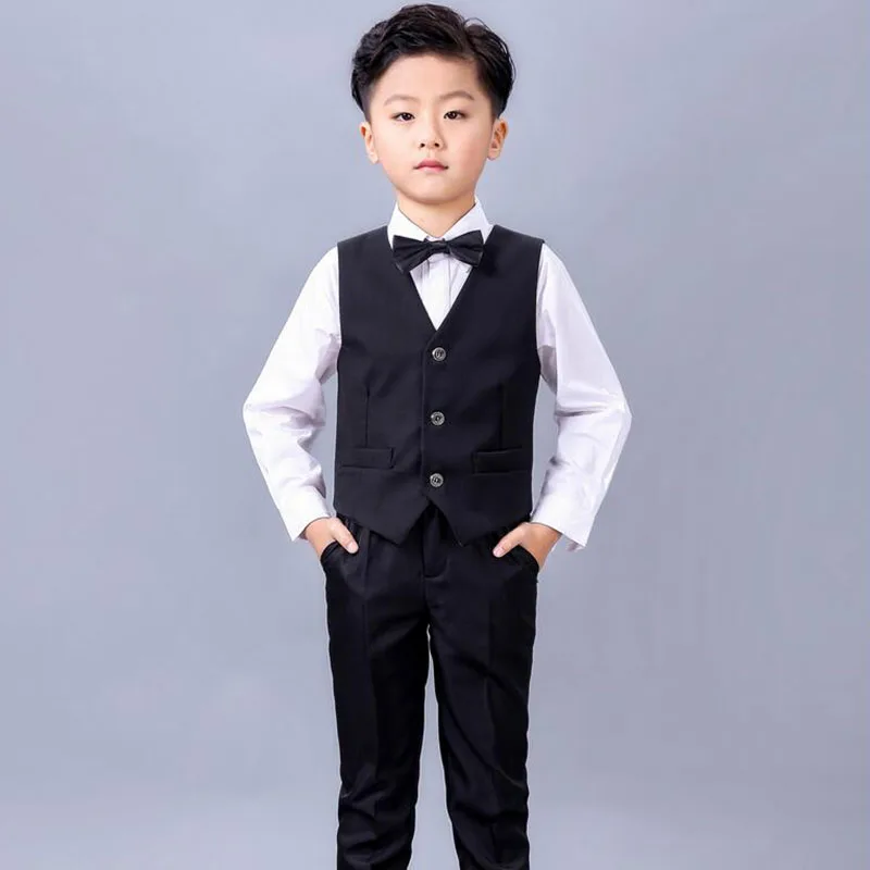 Boys vest set children clothing set boys suits for weddings Prom clothes child piano costume suit for boy waistcoat shirt pants (7)