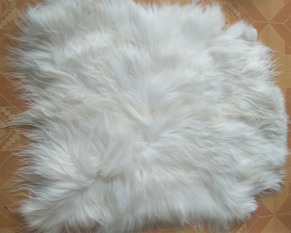 Real Long straight wool goat fur pelt hide rug Plate blanket Doll wig