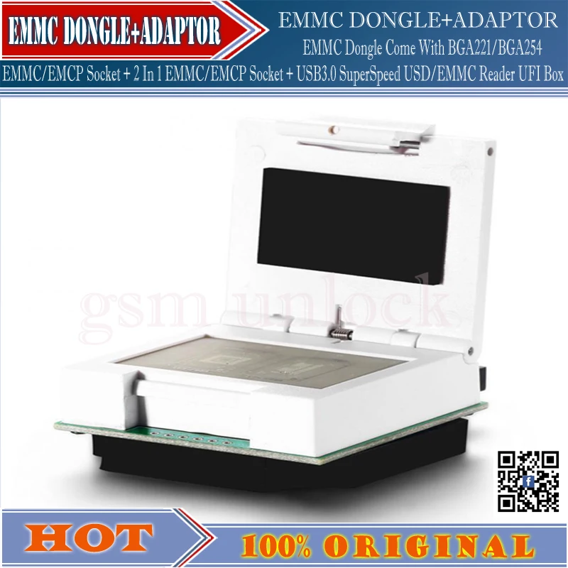 EMMC донгл поставляется с BGA221/BGA254 EMMC/EMCP разъем + 2 в 1 USB3.0 SuperSpeed USD/EMMC ридер UFI