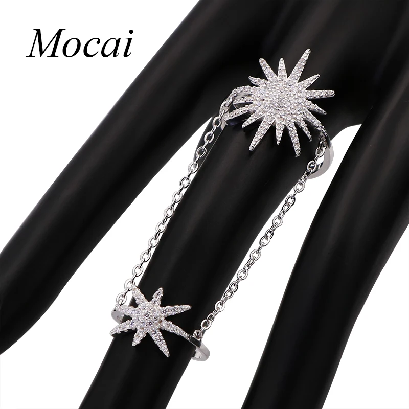 

Famous Brand Design Double Finger Joints Sunflower and Star Ring For Women Top Quality Cubic Zirconia Jewelry Hot sale zk30