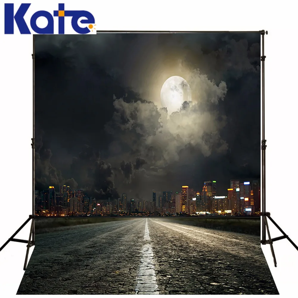 10x10FT Kate Black Sky and Road Backgrounds Scenic Photo Backdrops Moon