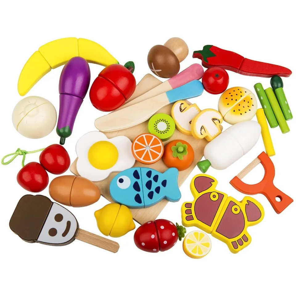 wooden magnetic play food