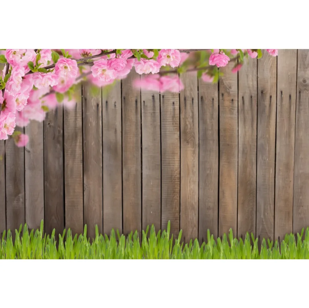

Laeacco Flowers Wooden Boards Wall Grassland Baby Children Scene Photography Backgrounds Photographic Backdrops For Photo Studio