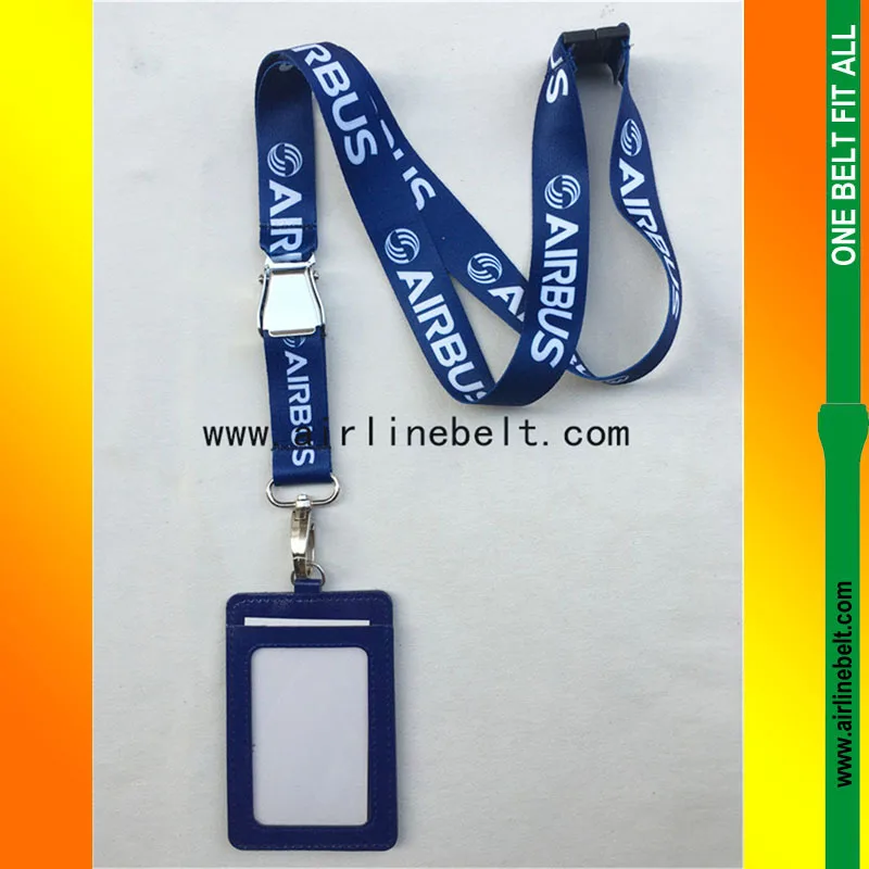 

Perfect aircraft seat belt non-logo buckle Airbus lanyard with vertical business badge ID card holder company & office supplies