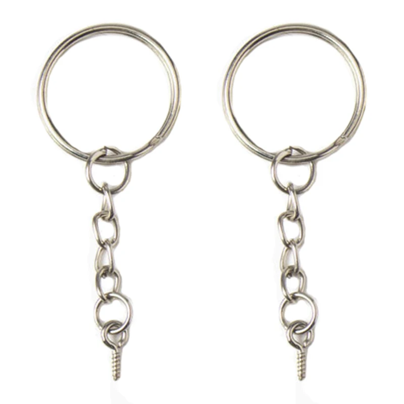 20pcs Keychain With Screw Eye Pins Connector Keyring Split Ring