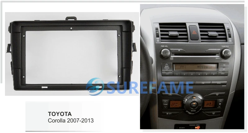 9 дюймов Автомобильная панель Радио панель для Toyota Corolla 2007-2013(серый) Facia Dash комплект отделка адаптер рамка Установка крышка консоли пластина