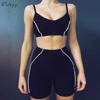 

Women Yoga Set Sleeveless Tops Sport Shorts Fitness Running Yoga Gym Sportswear Shorts Set Black Sexy Workout Female Yoga Sets