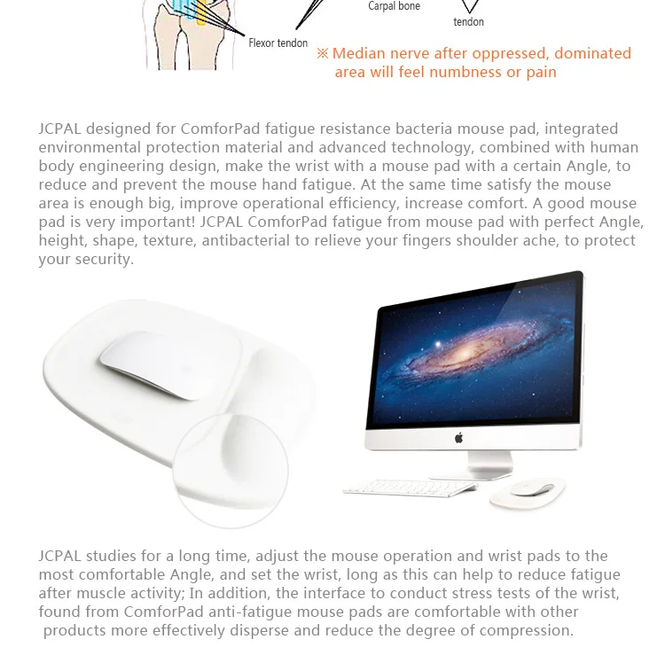 JCPAL ComforPad эргономичный коврик для мыши с подставкой для запястья для компьютера ноутбука