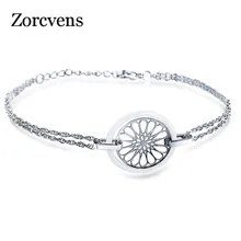 ZORCVENS Белый Черный цветочная керамическая браслет из нержавеющей стали перфорированный Круглый браслет для женщин