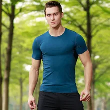 Фитнес Мужчины с коротким рукавом Баскетбол Бег Спортивная футболка мужчины тепловой мышцв, бодибилдинг спортивные компрессионные колготки рубашка