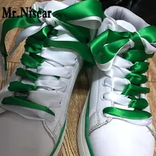 Mr.Niscar 1 Pair Fashion Colorful Silk Ribbon Shoelace Women Flat Shoelaces Sneaker Sport Shoes Fantastic Shoe Laces
