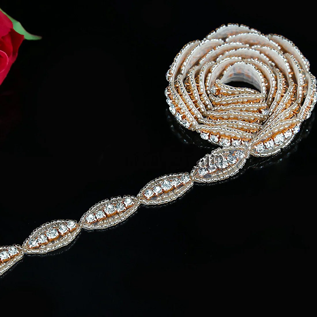 

Crystal Rhinestone Trim Flower Beading Applique Bridal Applique DIY Wedding for Wedding Dress Belt Bridal Sash Fashion