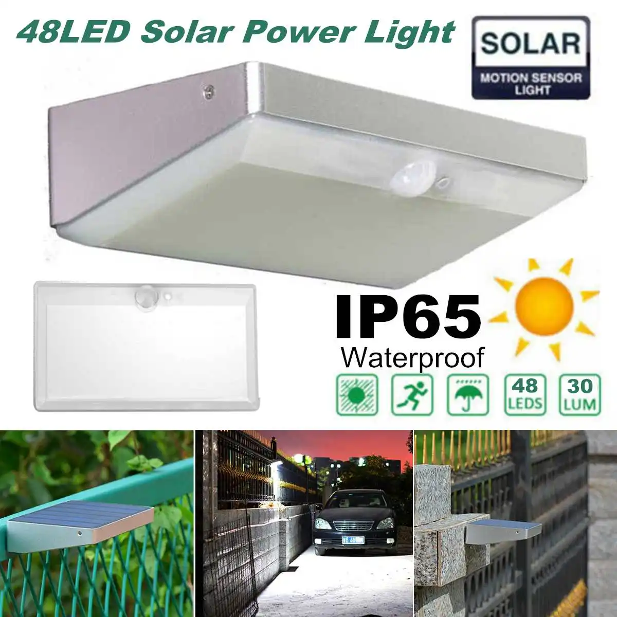 

48 LED Solar Power Light PIR Motion Sensor Garden Porch Light Night Security Patio Yard Wall Lamp Outdoor Lighting Decoration