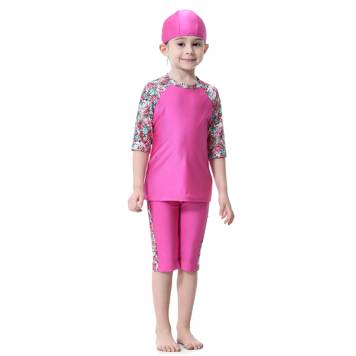 

3 PCS Islami Mayo Half Sleeve Swim Wear Muslim Hicap Burkini for Girls Islamic Swimsuit O Neck Swimwear for Kids Bathing Suit