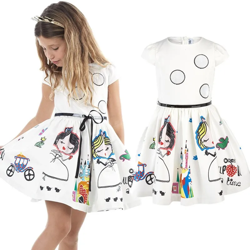 Платье для девочек милое популярное джинсовое гофрированное платье с бантом и цветами сарафан костюм