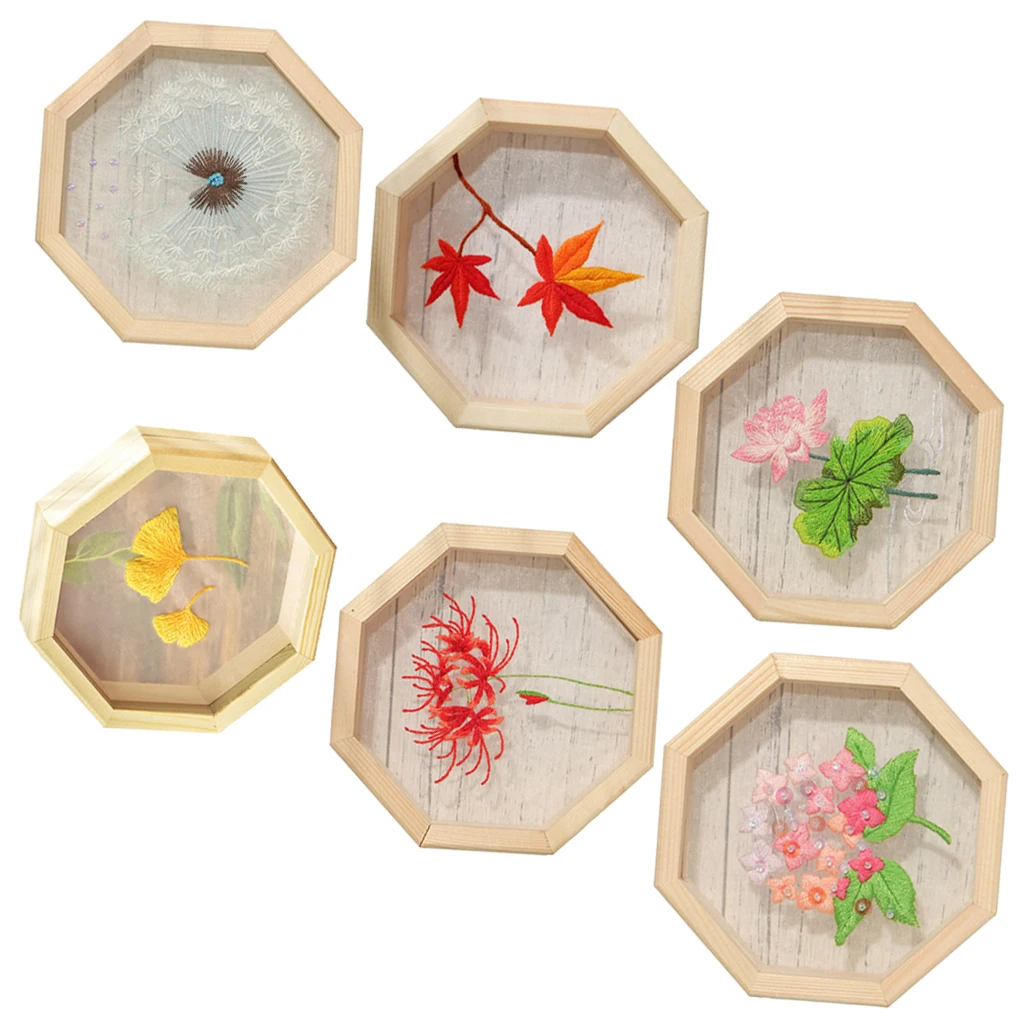 Hand Embroidery Cross Stitch Starter Needlepoint Crafts Kit with Organza Cloth, Wooden Hoop, Threads and Tools Kit