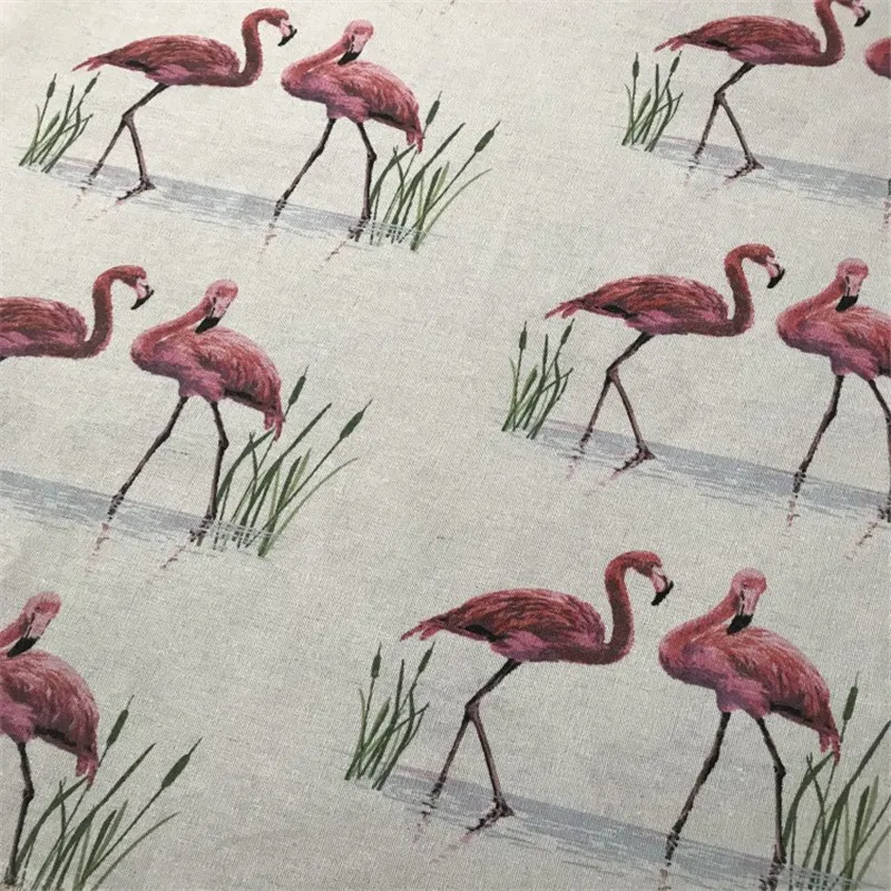 HMS 50x150cm Cotton Linen Fabric DIY Craft Material For Home Deco Print Flamingo Lover Pairs | Дом и сад