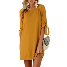 Женское сексуальное мини-платье, свободное Повседневное платье с круглым вырезом и коротким рукавом, офисное платье Vestidos