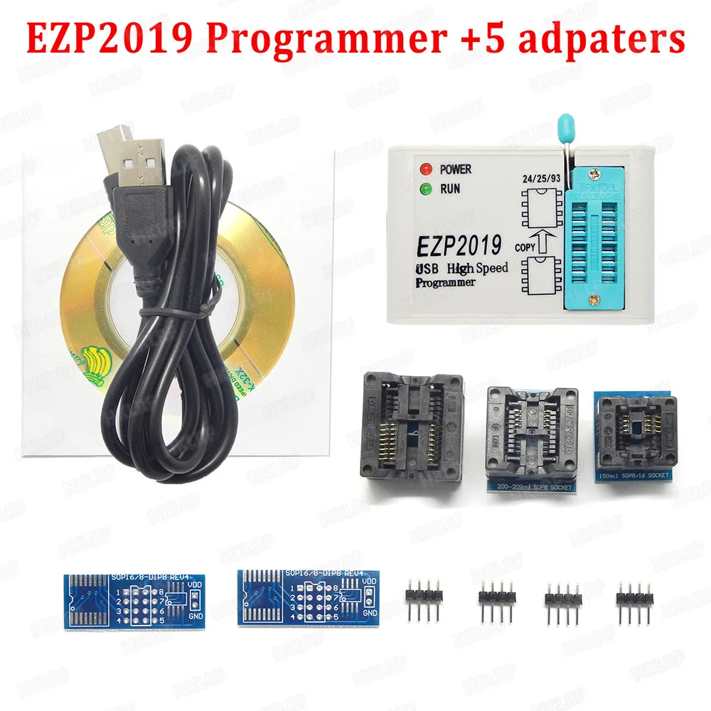

2019 Newest High Speed Programmer EZP2019 Support 24 25 26 93 EEPROM 25 flash bios chip Support WIN7&WIN8 + 5 adapters