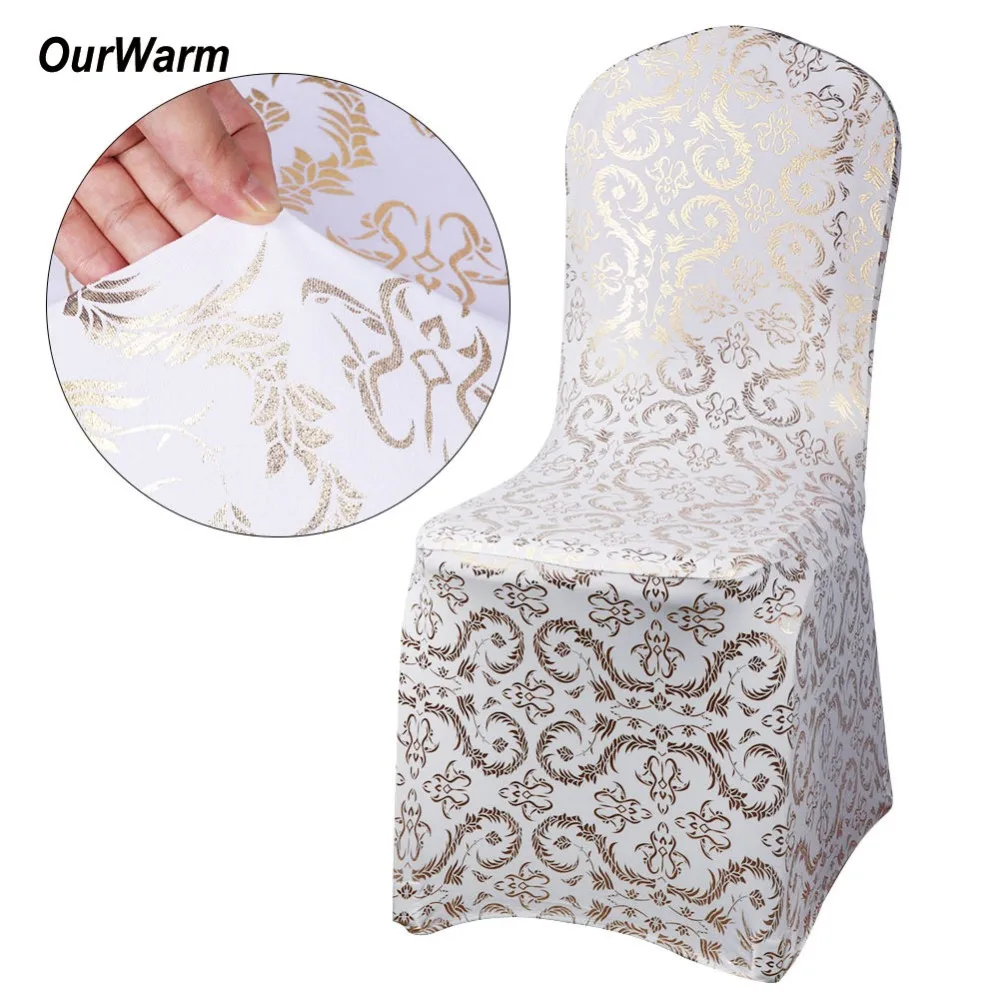 OurWarm 6 قطع دنة كرسي يغطي البرنز تمتد مرونة الطعام غطاء مقعد ل مأدبة الزفاف فندق عيد الميلاد الديكور