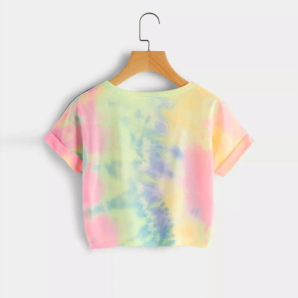 Женская футболка с градиентным принтом camisa feminina летняя повседневная коротким