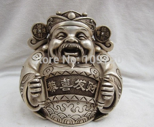 

001989 Chinese Buddhism Bronze Silver Wealth Buddha Figures statues