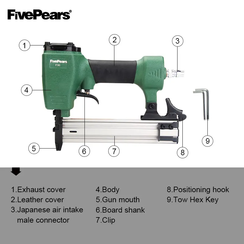 FIVEPEARS пневматический гвоздильщик пистолет пневматический гвоздь пистолет прямой гвоздь степлер-пистолет мебельный провод степлер F30