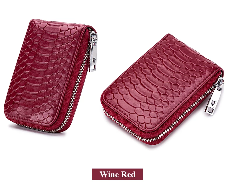 Lomelobo Unisex Serpentine Card Holder Split Leather Women Men Credit ID Business Cards Wallet Fashion Bank Cards bag Coin Purse HCL7148 Details (16)