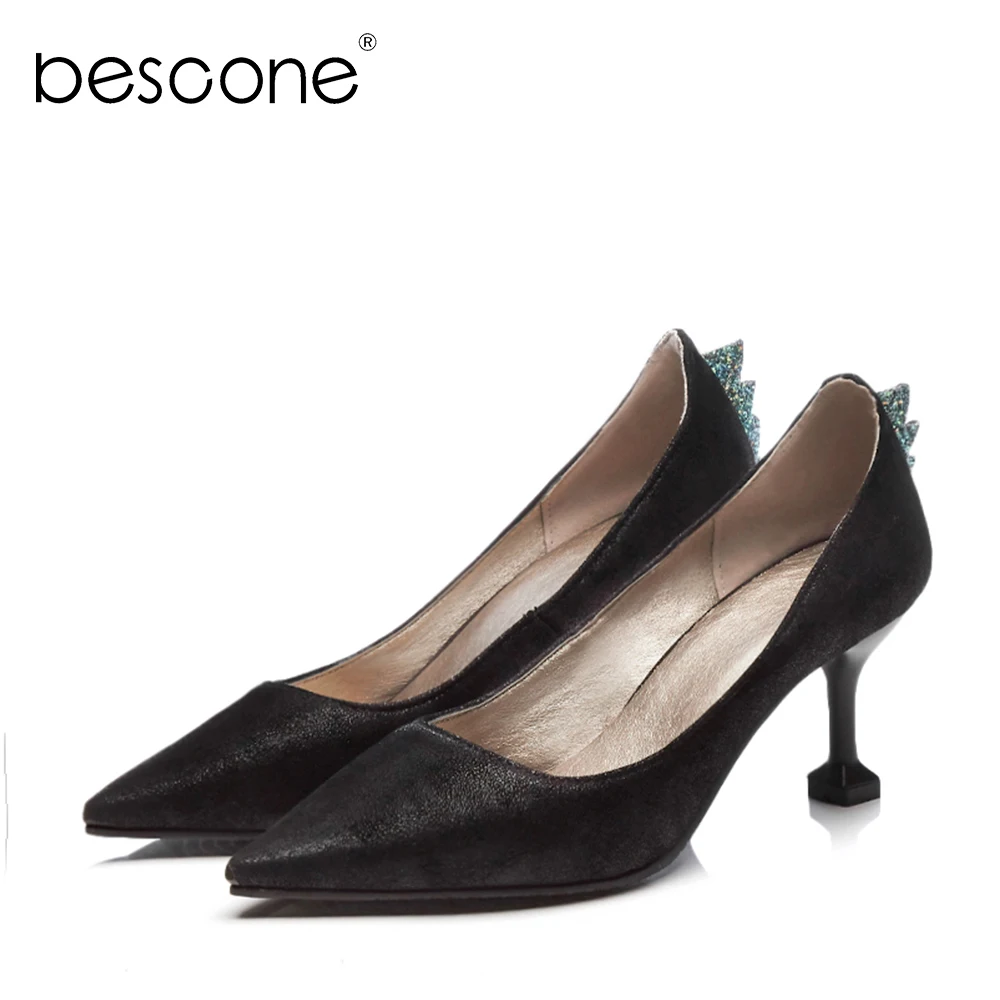 BESCONE/Новинка Брендовые женские туфли лодочки новые весенние без шнуровки