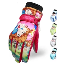 Милые детские лыжные перчатки для катания на снегоходах; зимние теплые лыжные перчатки для катания на сноуборде; водонепроницаемые перчатки для мальчиков и девочек; Schneewittchen