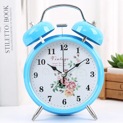 Большие 4 дюймовые креативные часы персональные отключить будильник металлические цифровые ночники настольные часы колокольчик - Цвет: 4inch blue
