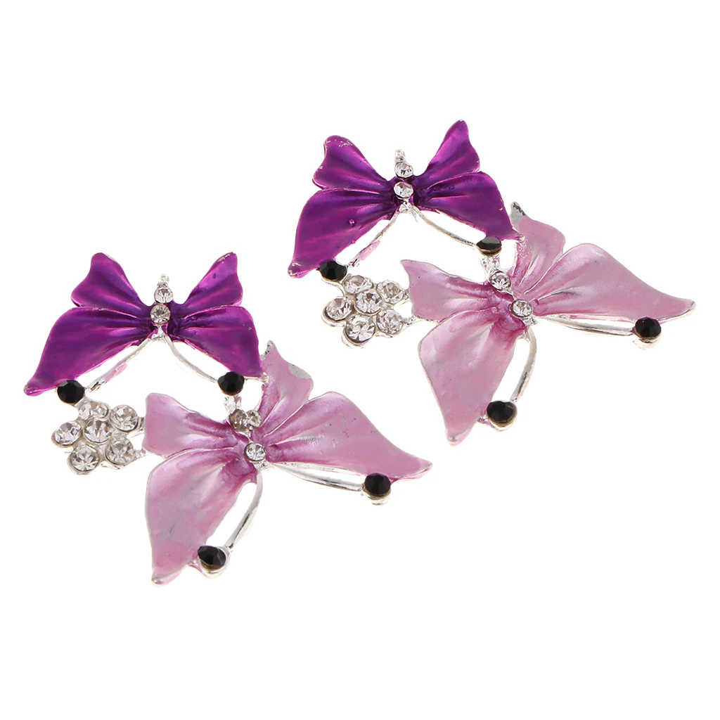 2Pcs Colorful Butterfly Rhinestone Flatbacks Crystal Flat Back Cabochon Buttons Scrapbooking Slime Charm DIY Embellishment Craft