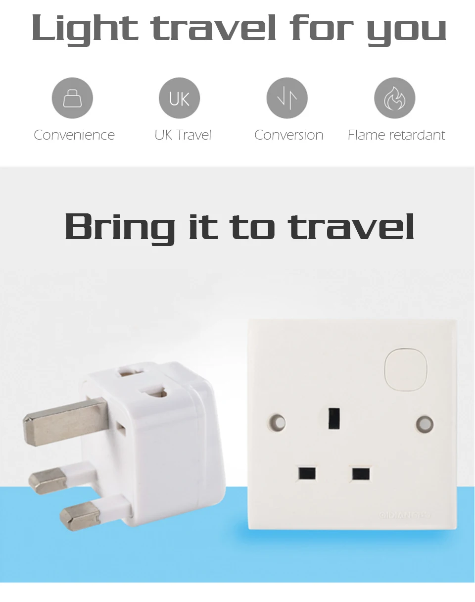 Universal AU EU US to UK 3 Pin UK AC Power Socket Plug Travel Wall Charger Outlet Adapter Converter 2 Device Charging Phone (2)