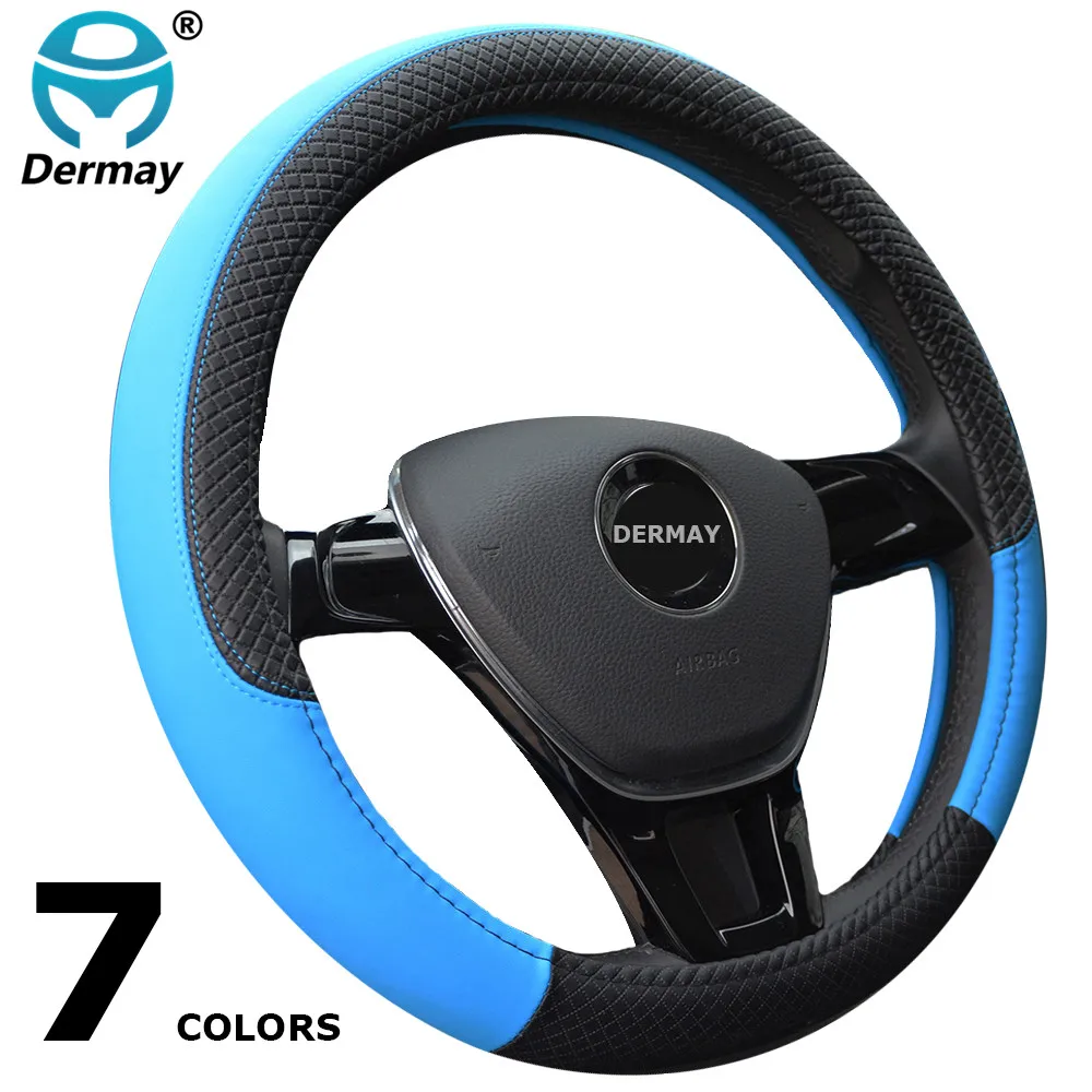 Prix pour Dermay nouvelle arrivée 7 couleurs couverture de volant de voiture en cuir taille 38 cm pour vw skoda chevrolet ford nissan etc 95% voitures Prix pour Dermay nouvelle arrivée 7 couleurs couverture de volant de voiture en cuir taille 38 cm pour vw skoda chevrolet ford nissan etc 95% voitures
