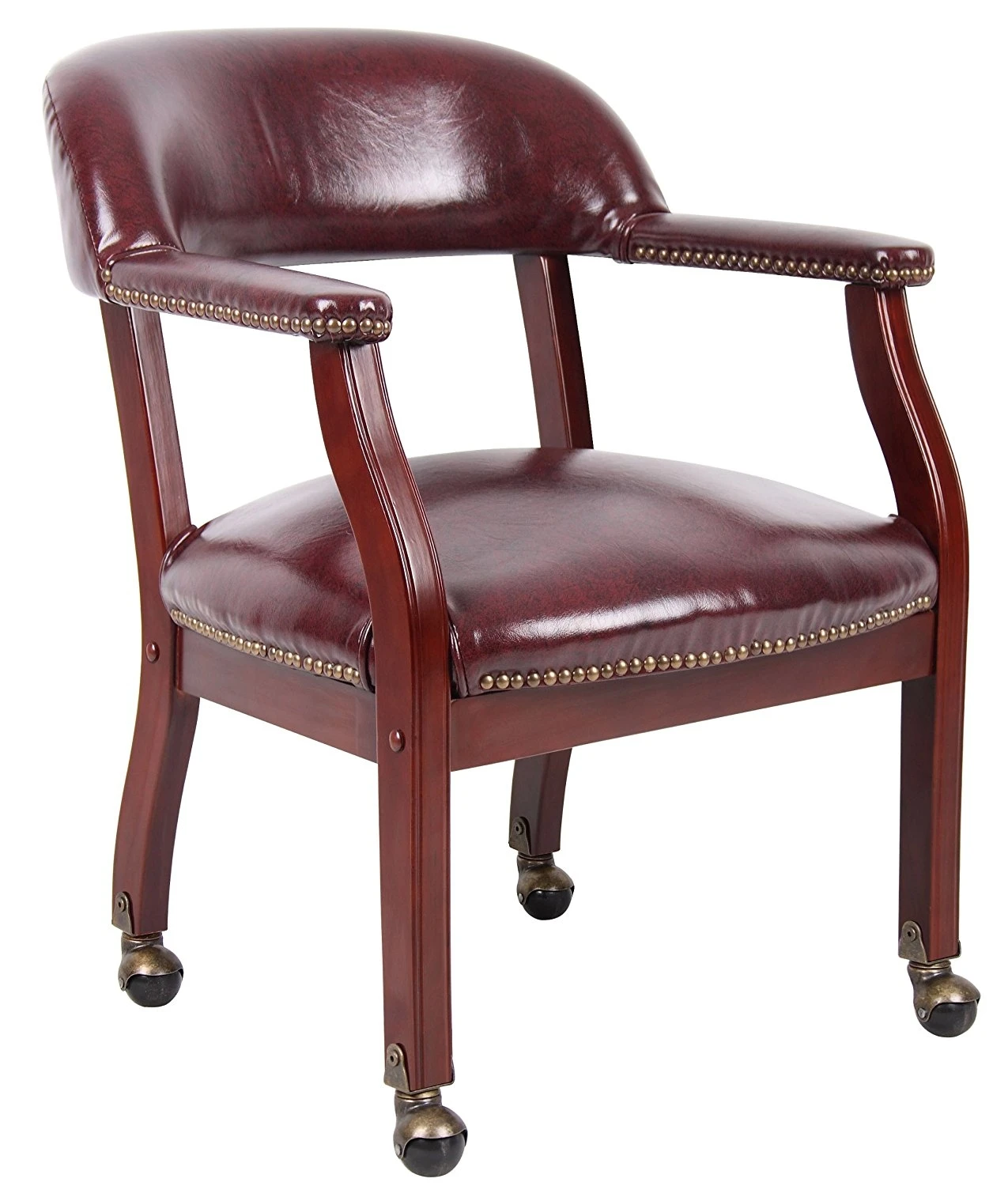 

Boss Captains Arm Chair With Casters - B9545 - Oxblood Vinyl
