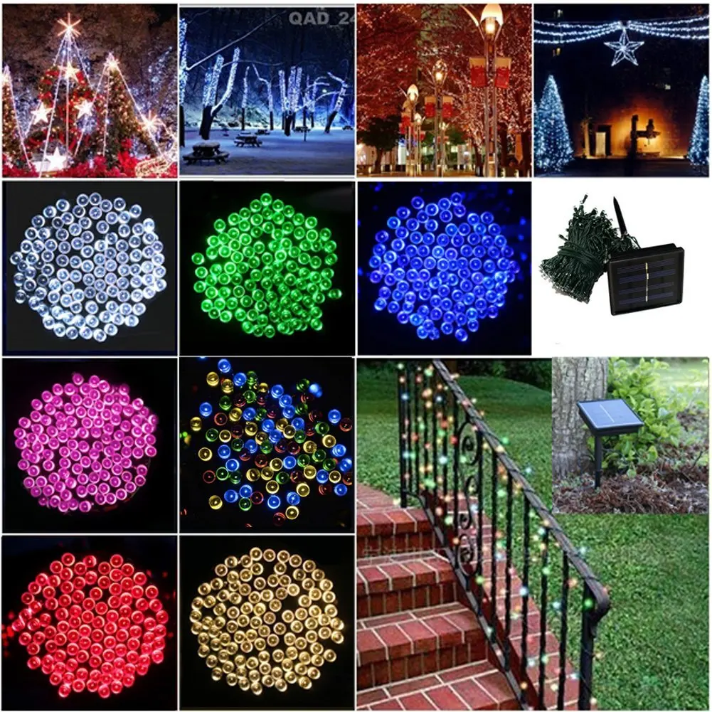 LED solar light outdoor 200LEDs 20M LED Strings solar panels powered