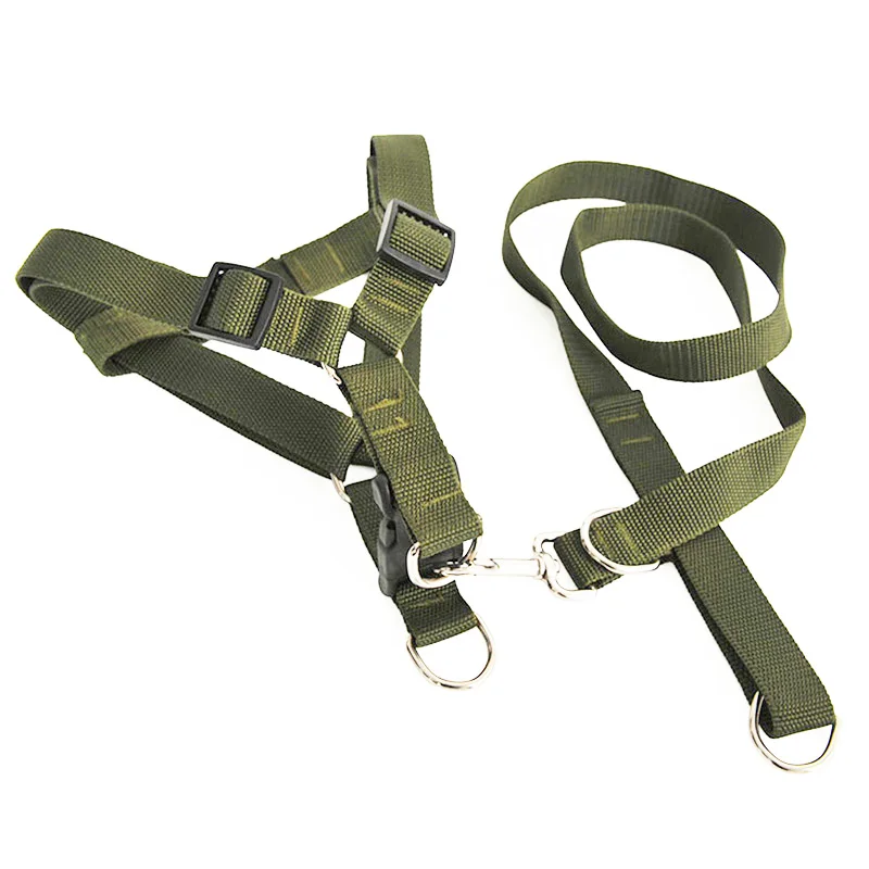 120CM Army Green Dog Harness Leash Set Nylon Durable Pets Chest Belts