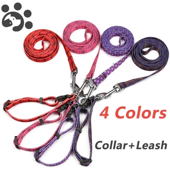 

Dog Collar and Leash Set Nylon Adjustable Small Cat Collars Lead Dog Harness Chewproof for Small Dogs Puppy Pet Leash Set MP0047