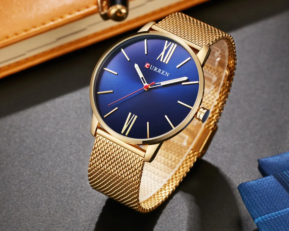 2018 CURREN Mens Watches Top Brand Luxury Gold Quartz Watch Men Fashion Waterproof Stainless Steel Sport Clock Male Wristwatch