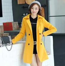 Women’s autumn and winter coat jacket female fashion double-breasted wool coat ladies long sections Slim woolen coat